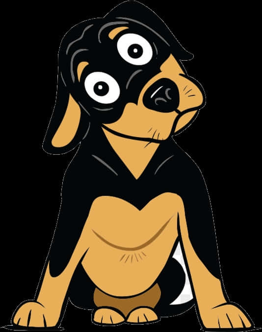 Cartoon Blackand Tan Dog Illustration PNG