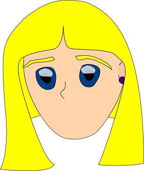 Cartoon Blonde Girl Portrait PNG