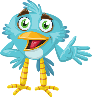 Cartoon Blue Bird Gesture PNG