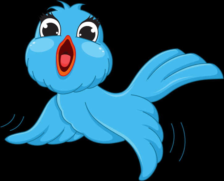 Cartoon Blue Bird Singing PNG