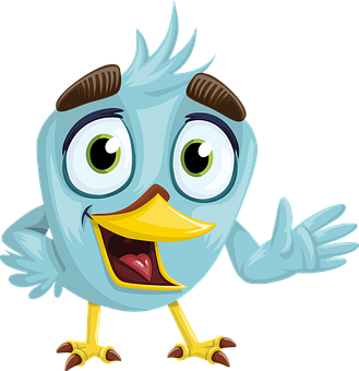 Cartoon Blue Bird Waving PNG