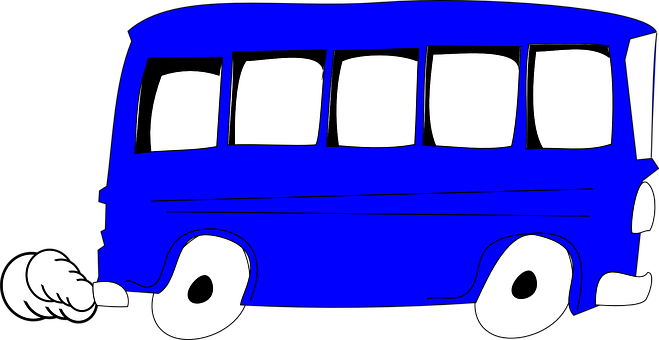 Cartoon Blue Bus Graphic PNG