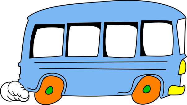 Download Cartoon Blue Bus Illustration | Wallpapers.com