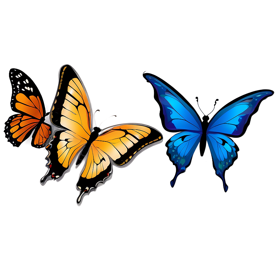 Cartoon Blue Butterflies Png 06132024 PNG