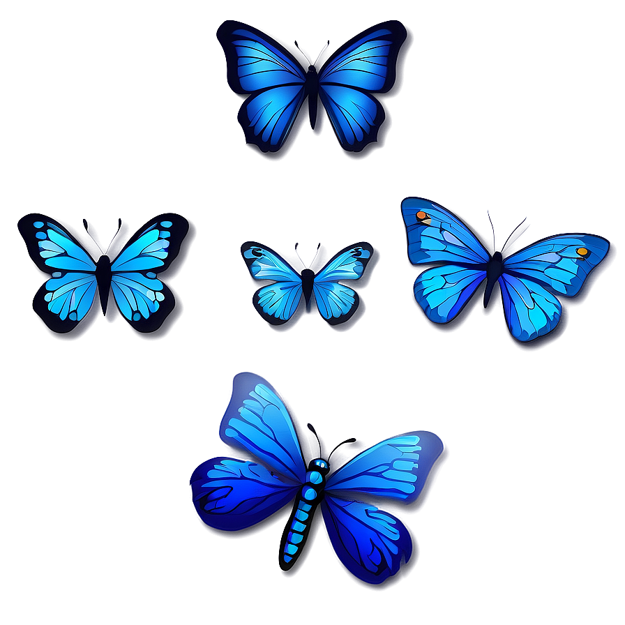 Cartoon Blue Butterflies Png Fim PNG