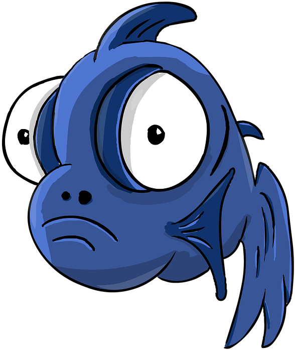 Cartoon Blue Fish Expression PNG