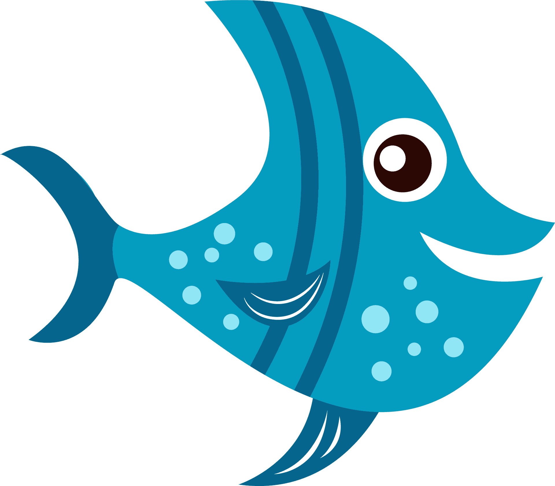 Cartoon Blue Fish Illustration PNG