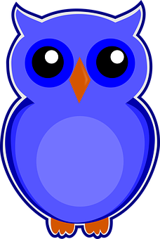 Cartoon Blue Owl PNG