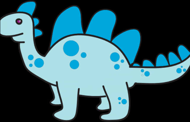 Cartoon Blue Stegosaurus Dinosaur PNG