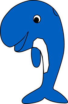 Cartoon Blue Whale Illustration PNG