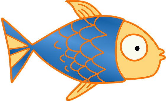 Cartoon Blueand Orange Fish PNG