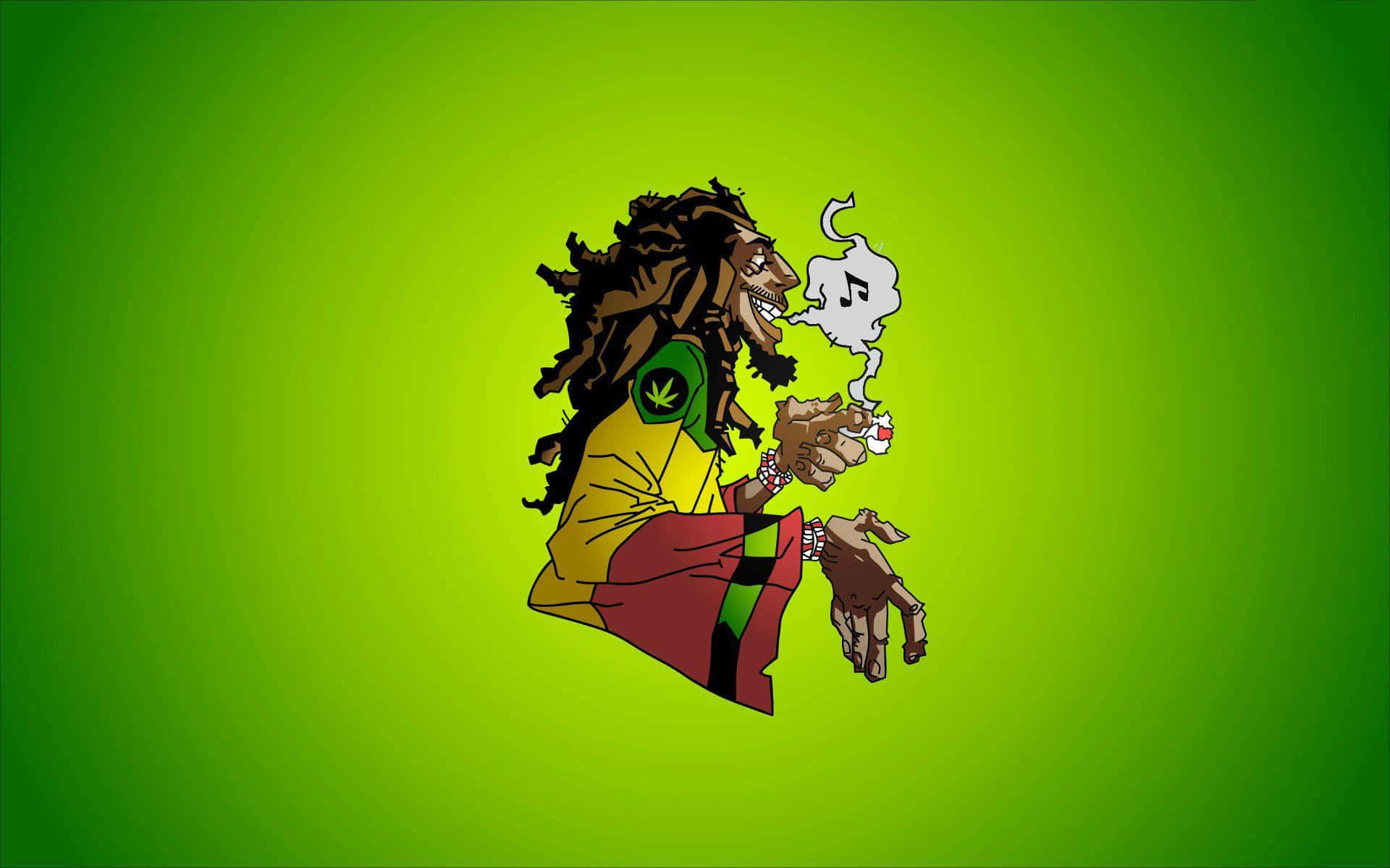 Cartoon Bob Marley Using A Joint Wallpaper