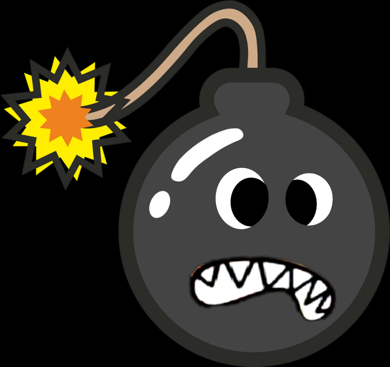 Cartoon Bomb Character Fuse Ignited PNG