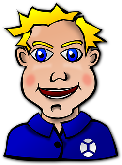 Cartoon Boy Blue Shirt Soccer Badge PNG