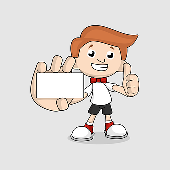Cartoon Boy Holding Signand Thumbs Up PNG
