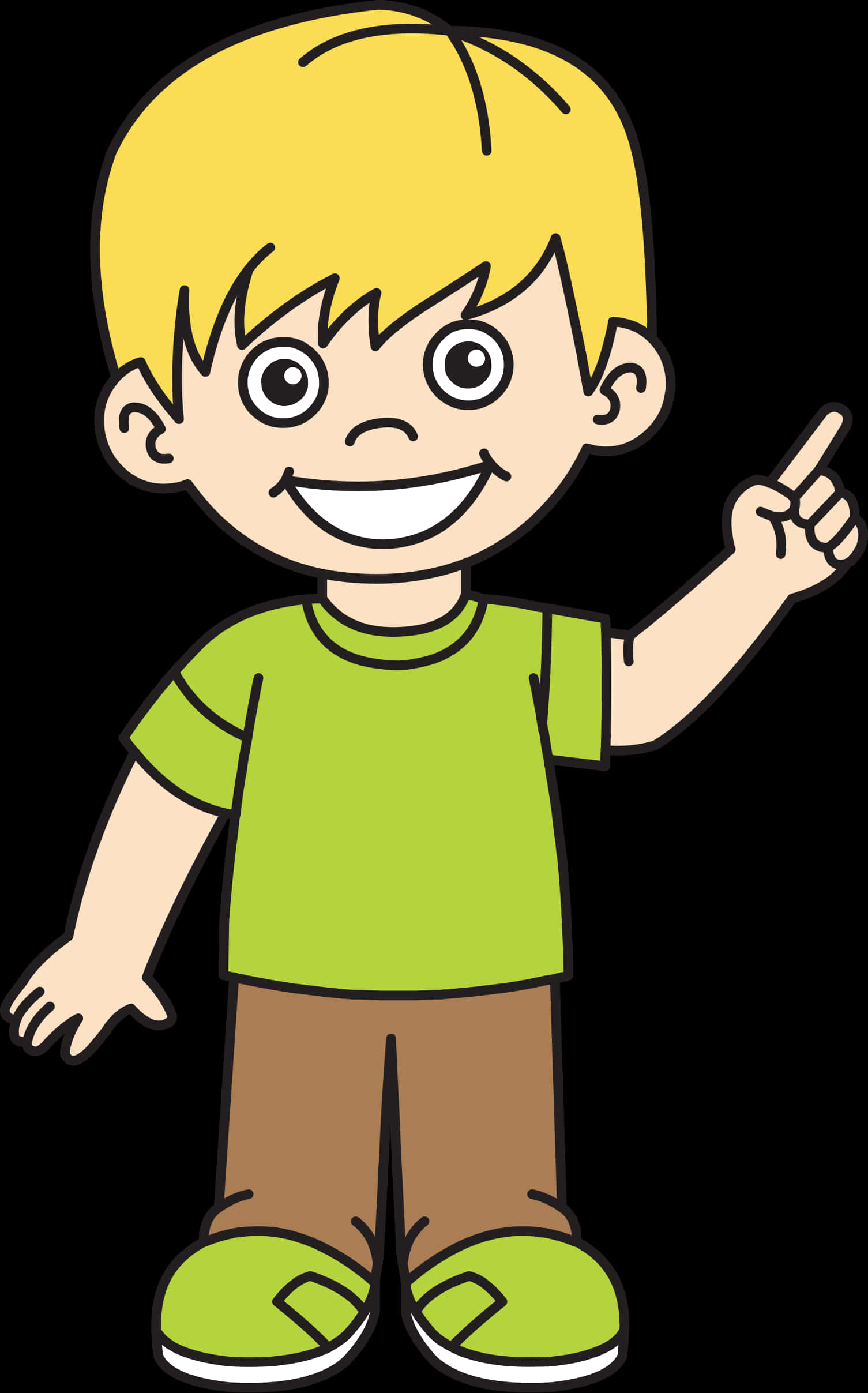 Cartoon Boy Pointing Up PNG