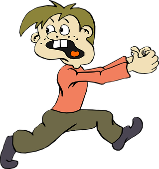 Cartoon Boy Running Scared PNG