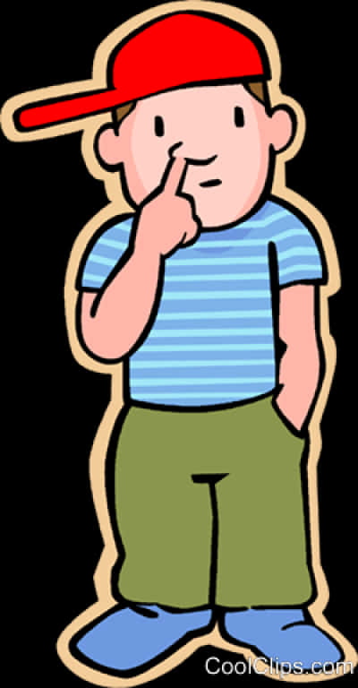 Cartoon Boy Touching Nose PNG