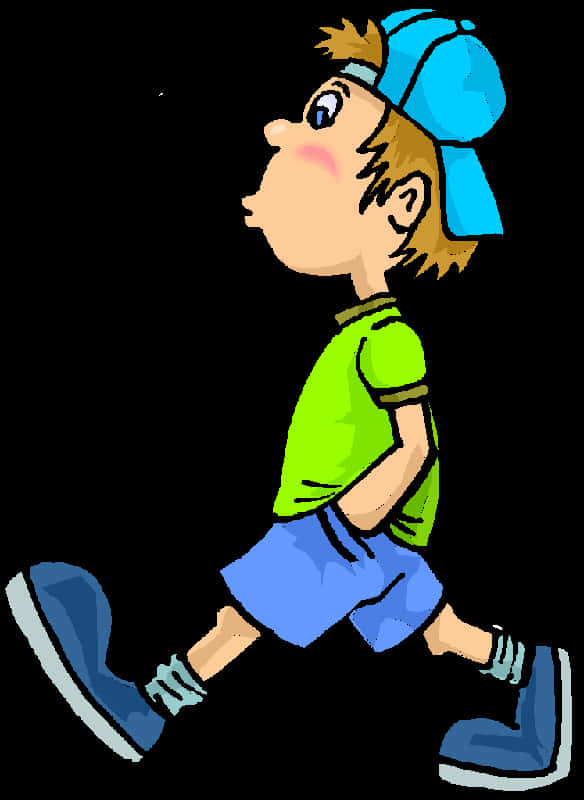 Cartoon Boy Walking Profile PNG