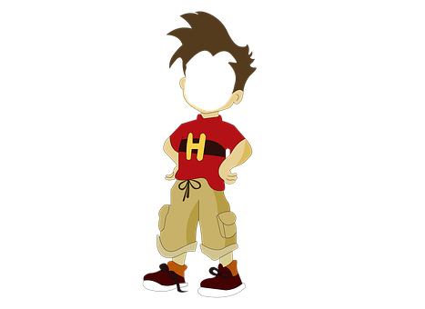 Cartoon Boy With H Shirt PNG