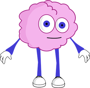 Cartoon Brain Character Standing PNG