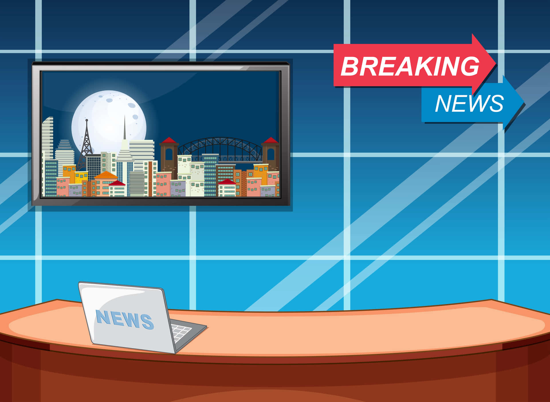 Cartoon Breaking News Background City View