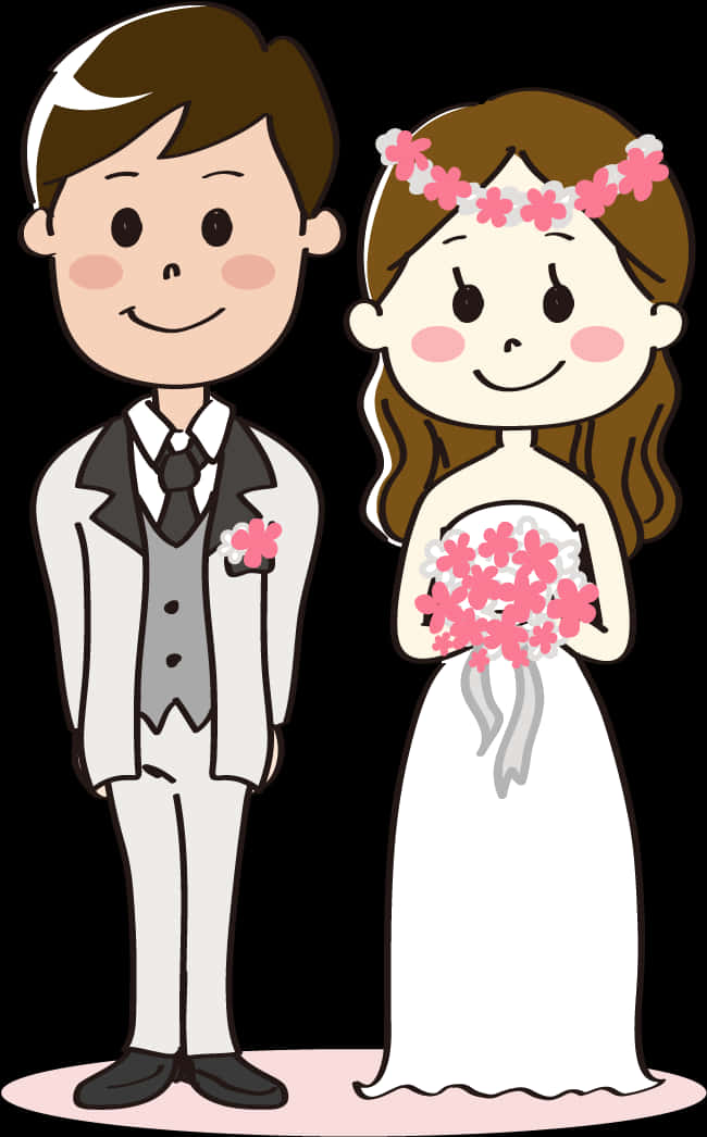 Cartoon Brideand Groom Clipart PNG