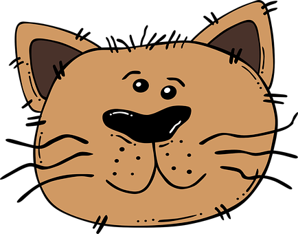 Cartoon Brown Cat Face PNG