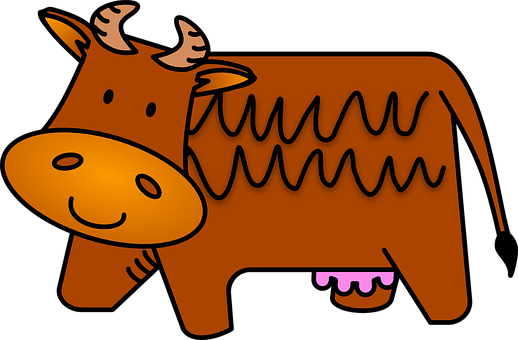 Cartoon Brown Cow Illustration PNG