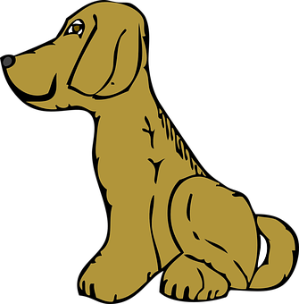 Cartoon Brown Dog Sitting PNG