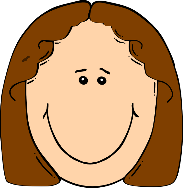 Cartoon Brown Hair Person Smiling PNG