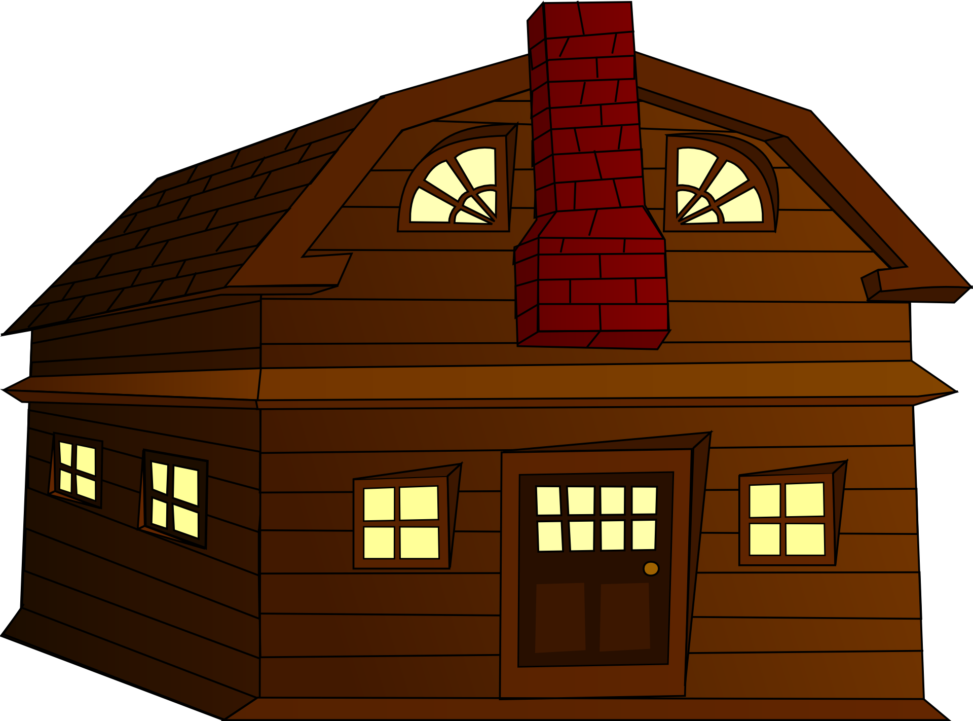 Cartoon Brown Housewith Red Chimney PNG