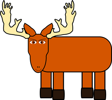 Cartoon Brown Moose Illustration PNG