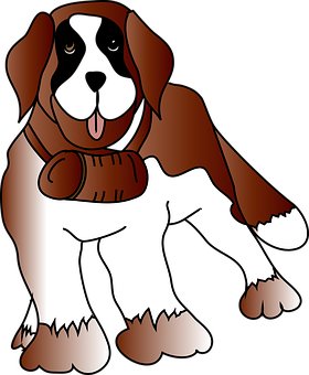 Cartoon Brownand White Dogwith Bone PNG