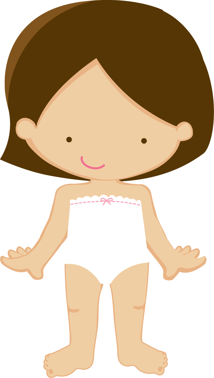 Cartoon Brunette Doll In Underwear PNG