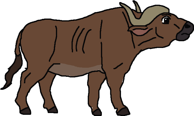 Cartoon Buffalo Standing Side View PNG