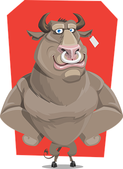 Cartoon Bull Character PNG