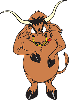 Cartoon Bull Character PNG