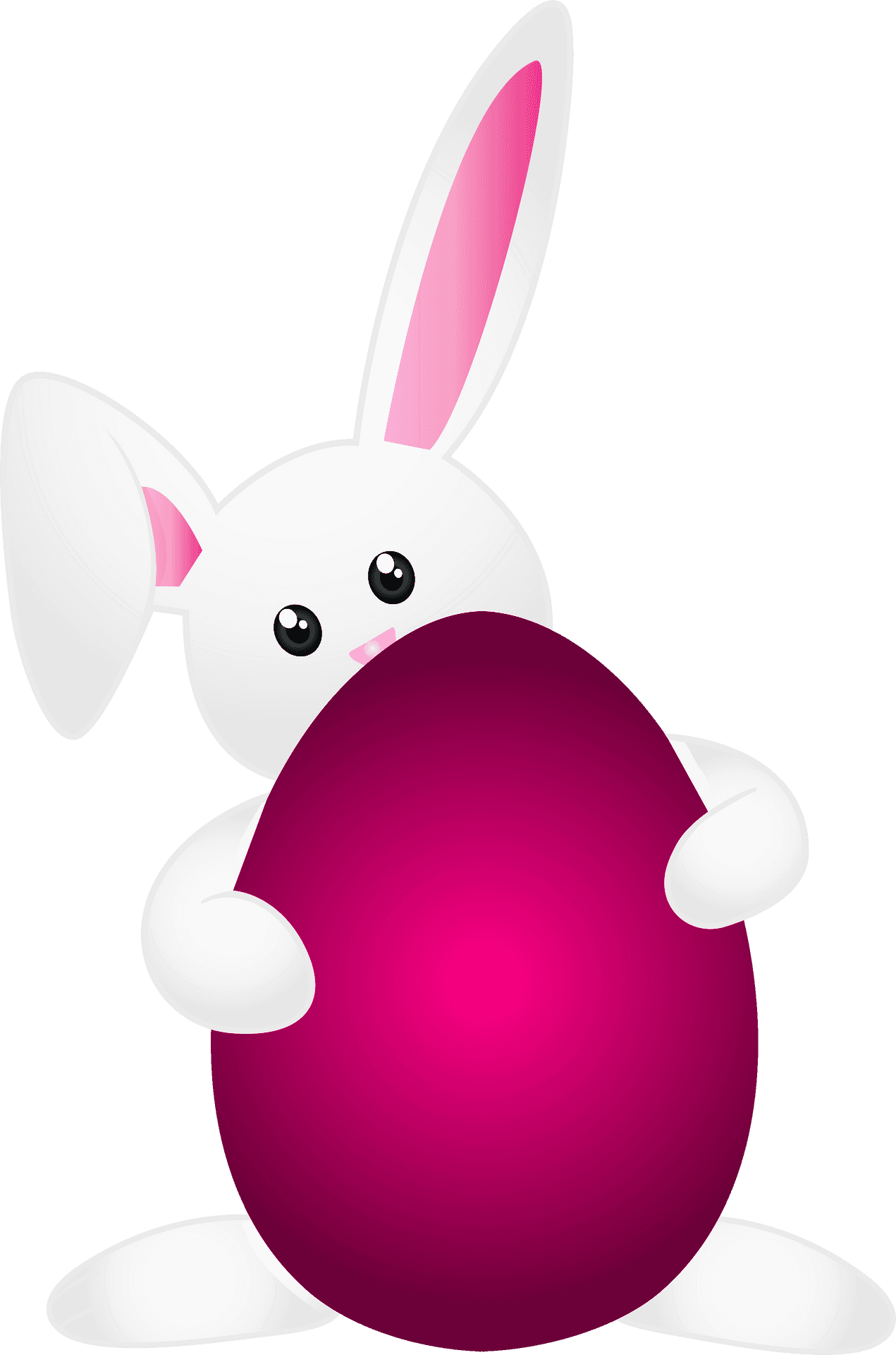 Cartoon Bunny Holding Easter Egg PNG