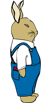 Cartoon Bunnyin Overalls PNG
