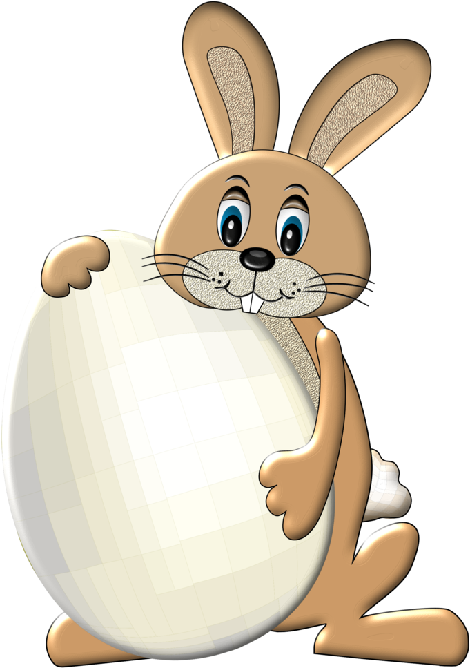 Cartoon Bunnywith Giant Egg PNG