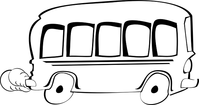 Cartoon Bus Blackand White PNG