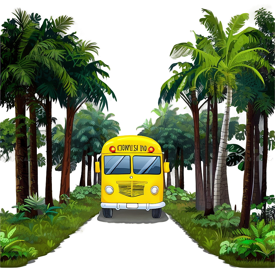Cartoon Bus In Forest Png Oqh45 PNG