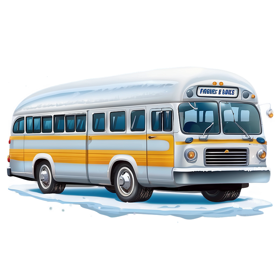 Cartoon Bus In Winter Scene Png Cym PNG