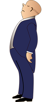 Cartoon Businessman Standing Confidently PNG