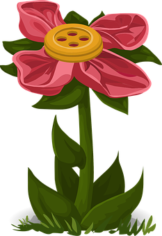 Cartoon Button Center Flower PNG