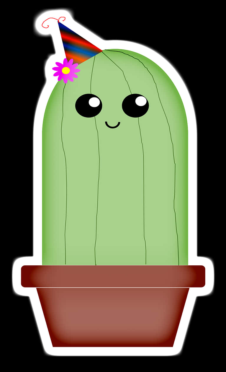 Party Cactus Cartoon Illustration PNG