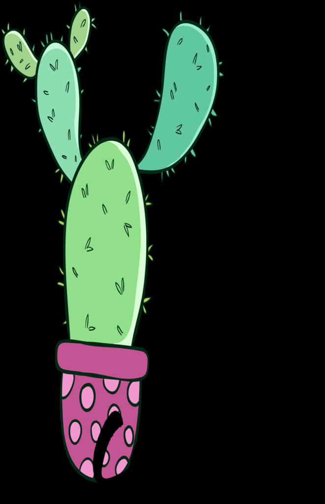 Cartoon Cactusin Polka Dot Pot PNG