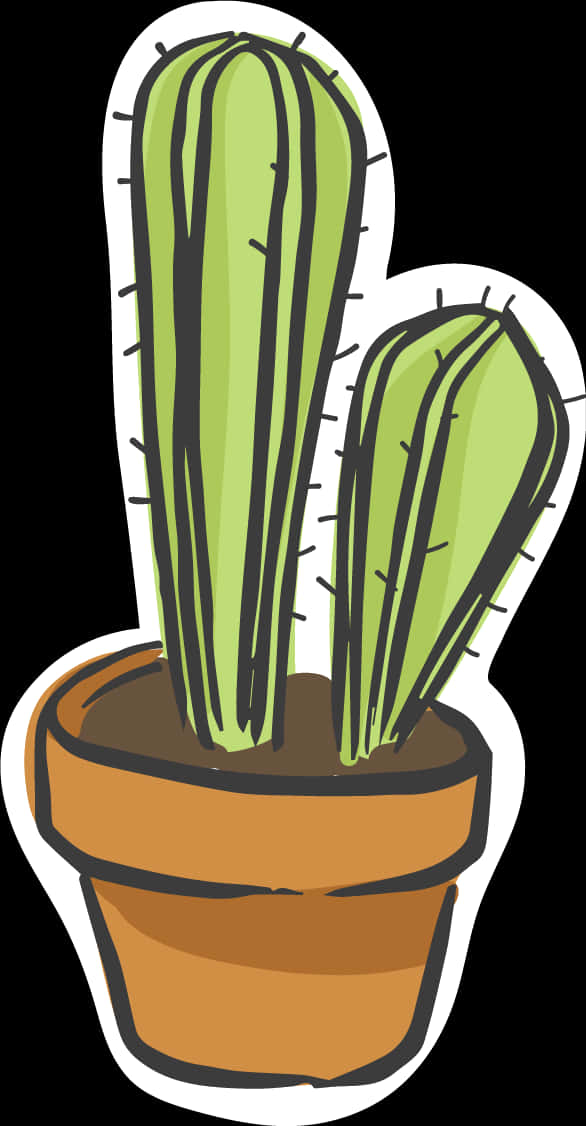 Cartoon Potted Cactus Illustration PNG