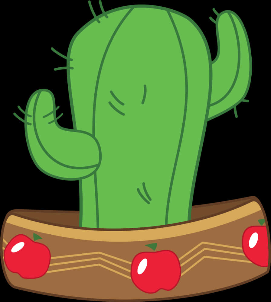 Cartoon Cactusin Pot PNG